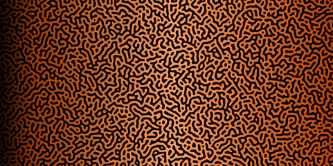 Abstract Reaction-diffusion Turing pattern natural texture orange gradient color scheme. Linear design with biological algorithm psychedelic background. Reaction-diffusion or truing patter