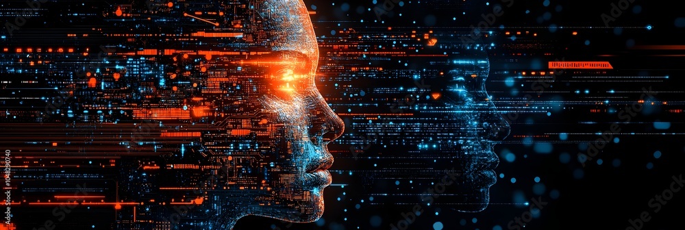 Aufkleber futuristic technology concept depicting the control and manipulation of humans through the power of 