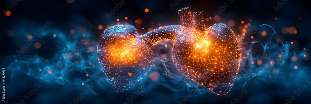 Aufkleber glowing digital spheres representing the transformation and flow of futuristic technology and energy