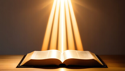 open glowing bible wood rays golden light book john bible studies meetings vertical copy space