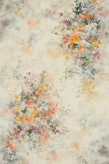 Elegant Vintage Floral Watercolor Background with Pastel Blossoms, Soft Grunge Texture, and Spring Flower Petals, Perfect for Wedding Invitations, Greeting Cards, and Wall Art

