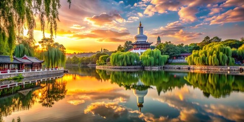 Summer Serenity at Beihai Park in Beijing: A Scenic Portrait of Nature and Culture