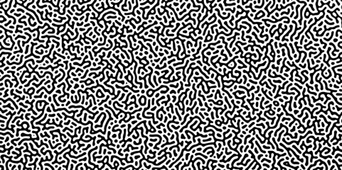 Organic seamless patterns with rounded lines Diffusion reaction background. Monochrome background of natural organic forms motion. Overlay template abstract Turing organic wallpaper background.