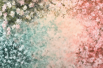 Fototapeta premium Elegant Vintage Floral Watercolor Background with Pastel Blossoms, Soft Grunge Texture, and Spring Flower Petals, Perfect for Wedding Invitations, Greeting Cards, and Wall Art