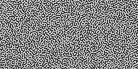 Organic seamless patterns with rounded lines Diffusion reaction background. Monochrome background of natural organic forms motion. Overlay template abstract Turing organic wallpaper background.