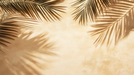 Obraz premium Palm Leaf Shadow on Beige Textured Background