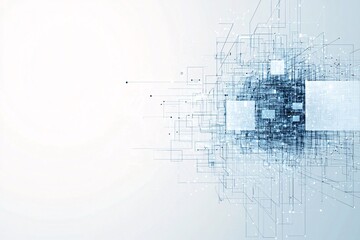 Abstract 3D wireframe structure of a website layout, futuristic web development visualization, digital design concept.
