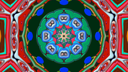 Colorful symmetrical abstract kaleidoscope background pattern for summer 