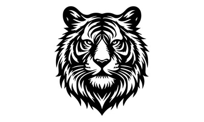 Fototapeta premium Tiger head icon silhouette vector illustration . Tiger head logo.