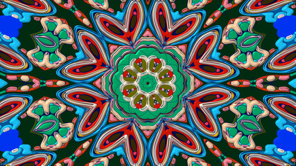 Colorful symmetrical abstract kaleidoscope background pattern for summer 