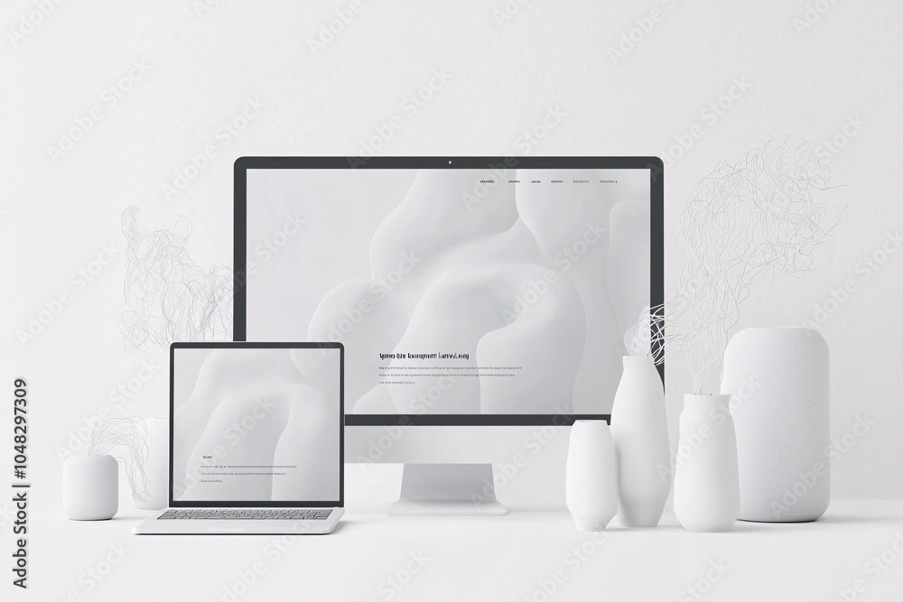 Poster modern website layout with parallax scrolling effect, trendy web design feature, immersive user expe
