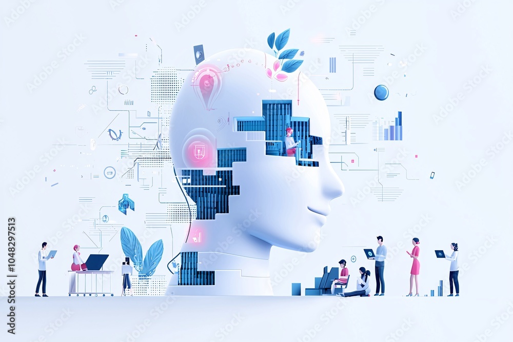 Poster ai-powered chatbot interacting with users on a website, conversational design interface, smart tech 