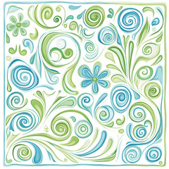 Geometric and Organic Doodle Tile and Carpet Designs with White Borders | Hand-drawn, Abstract, Floral, and Symmetrical Patterns in Soft Pastel and Earth Tones