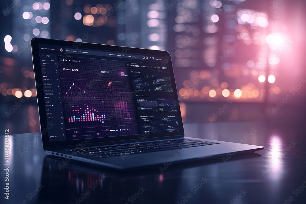 Poster animated dashboard with real-time website traffic analytics, live data visualization, web performanc