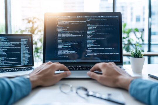 Developer testing website responsiveness on multiple devices, cross-browser compatibility, user experience optimization.