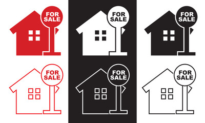 Real estate for sale vector icon . selling a property sign. isolated on white and black background. Vector illustration. EPS 10      
  