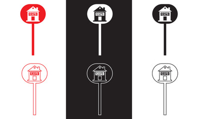 Real estate for sale vector icon . selling a property sign. isolated on white and black background. Vector illustration. EPS 10      
  