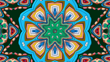 Colorful symmetrical abstract kaleidoscope background pattern for summer 