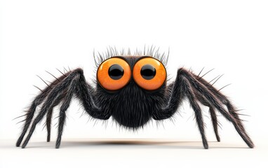 Obraz premium Halloween 3D funny cartoon spider personage isolated on white background. 