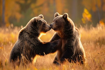 Fototapeta premium Two bears in the wild