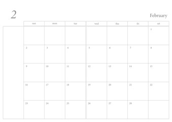 Calendar PNG, 2, February, 2025