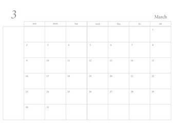 Calendar PNG, 3, March, 2025