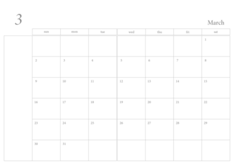 Calendar PNG, 3, March, 2025