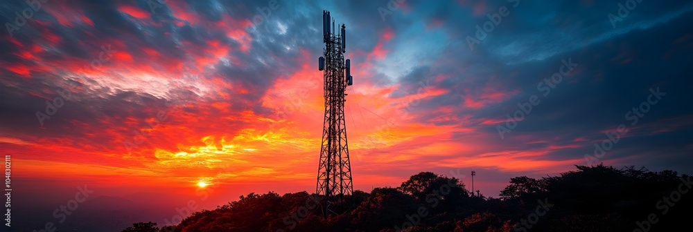 Poster Seamless mobile connectivity transforming the communication industry with advanced digital technologies and infrastructure for enhanced productivity,efficiency,and global reach.
