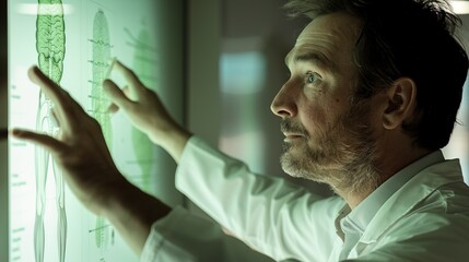 Doctor explaining colon health to patient, using detailed diagram to illustrate key points, emphasizing the importance of preventive care and early detection in medical consultations.