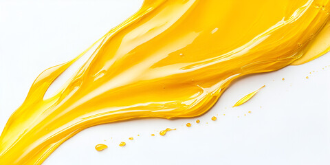 Fototapeta premium Bright Yellow Paint Splash on White Background