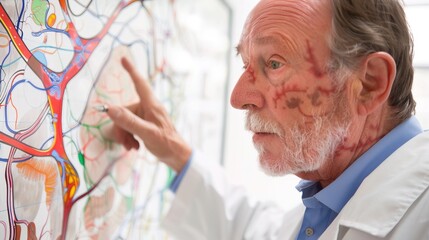 Doctor explaining colon health to patient, using detailed diagram to illustrate key points, emphasizing the importance of preventive care and early detection in medical consultations.