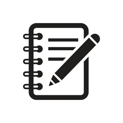 Document and pencil icon on white background