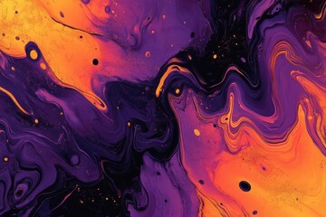 Dynamic abstract artwork creation showcasing a lively purple and orange backdrop complemented by dark details, ideal for album covers and textual integrations