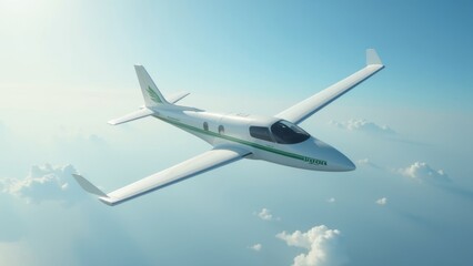 Obraz premium Innovative Biofuel-Powered Aircraft Soaring Through Clear Skies