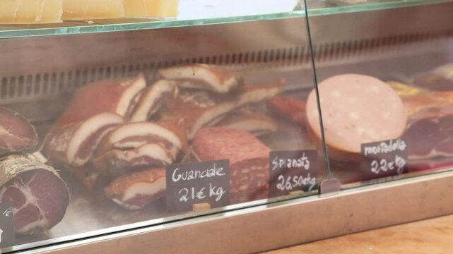 Deli Display of Cured Meats