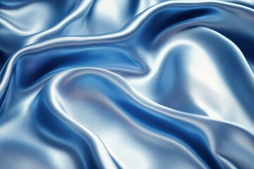 Obraz premium Shiny azure satin fabric boasting a gentle texture and gleaming appearance, concepts in fabric and aesthetics