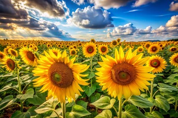 Fototapeta premium Vibrant Sunflower Field at Harvest Time Showcasing Health Benefits of Sunflower Oil
