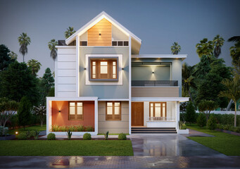 3d illustration of a newly built luxury home