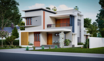 3d illustration of a newly built luxury home