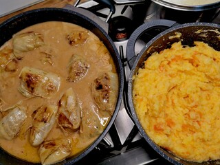 Kohlrouladen mit Möhren-Durcheinander