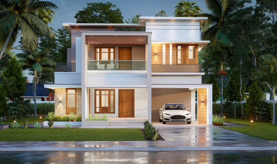 3d illustration of a newly built luxury home