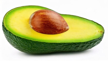 Avocado cut in half isolated on white background. Clipping path. 