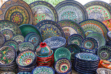 Painted plates at the bazaar in Samarkand