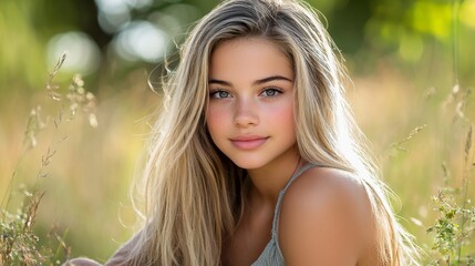 Fototapeta premium Serene Natural Light Portrait: Subject Bathed in Soft Sunlight
