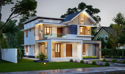 3d illustration of a newly built luxury home