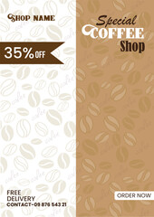 Coffee Discount Flyer Promotional Poster Vector