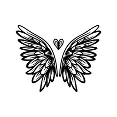 Obraz premium Sketch angel wings. Angel feather wing illustration.