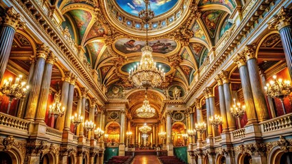 Obraz premium Vintage Palatial Opera Hall Interior in Paris - Grand Ornamental Design, Macro Photography