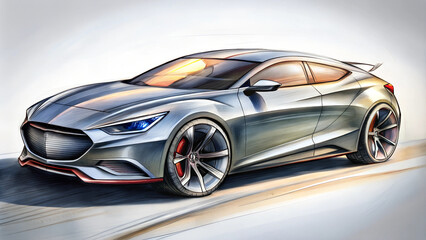 Obraz premium hand drawn design of modern a car