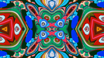 Colorful symmetrical abstract kaleidoscope background pattern for summer 